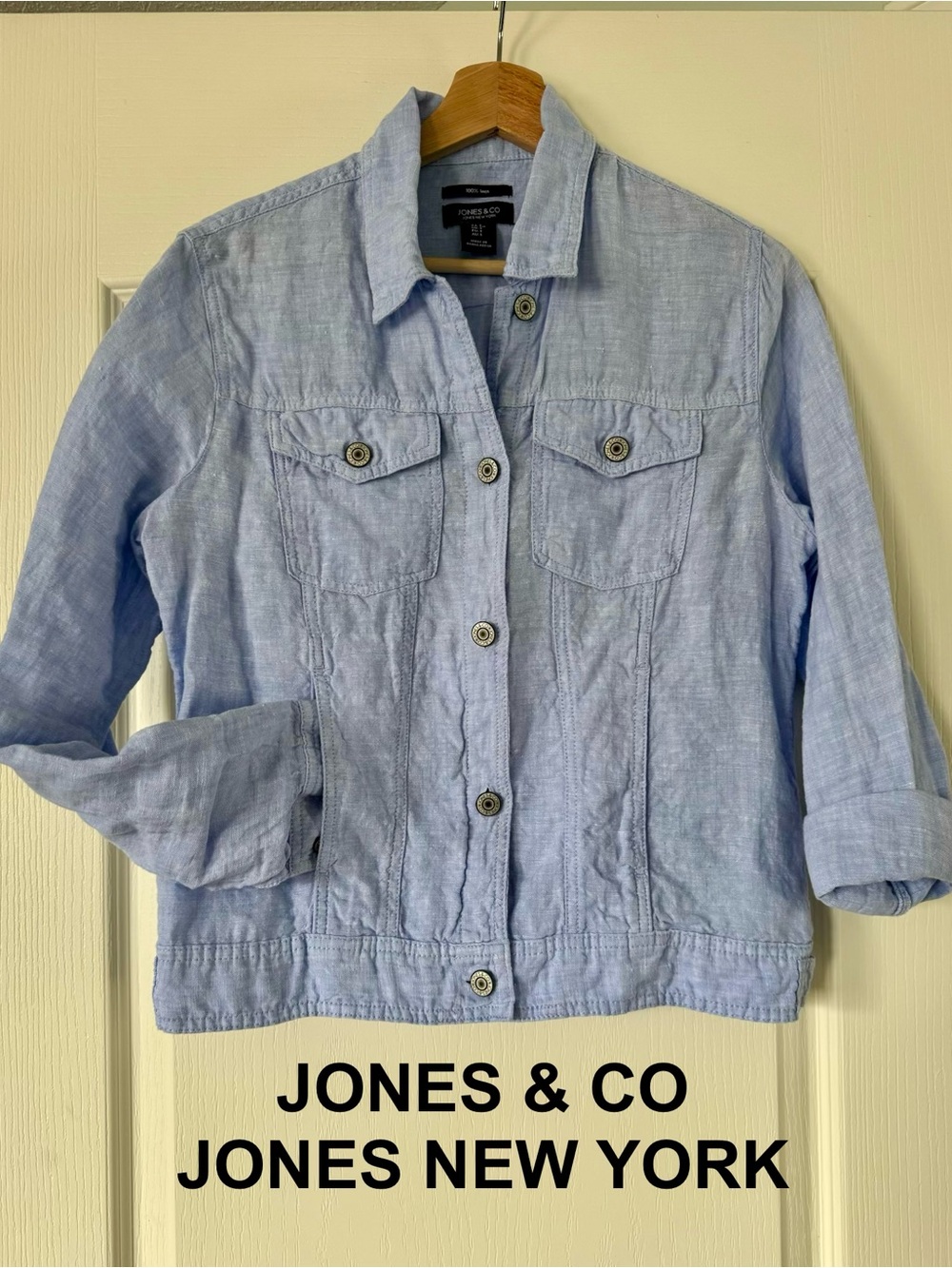Jones & Co / Jones New York 100% linen Trucker Jacket women’s Small - Chambray